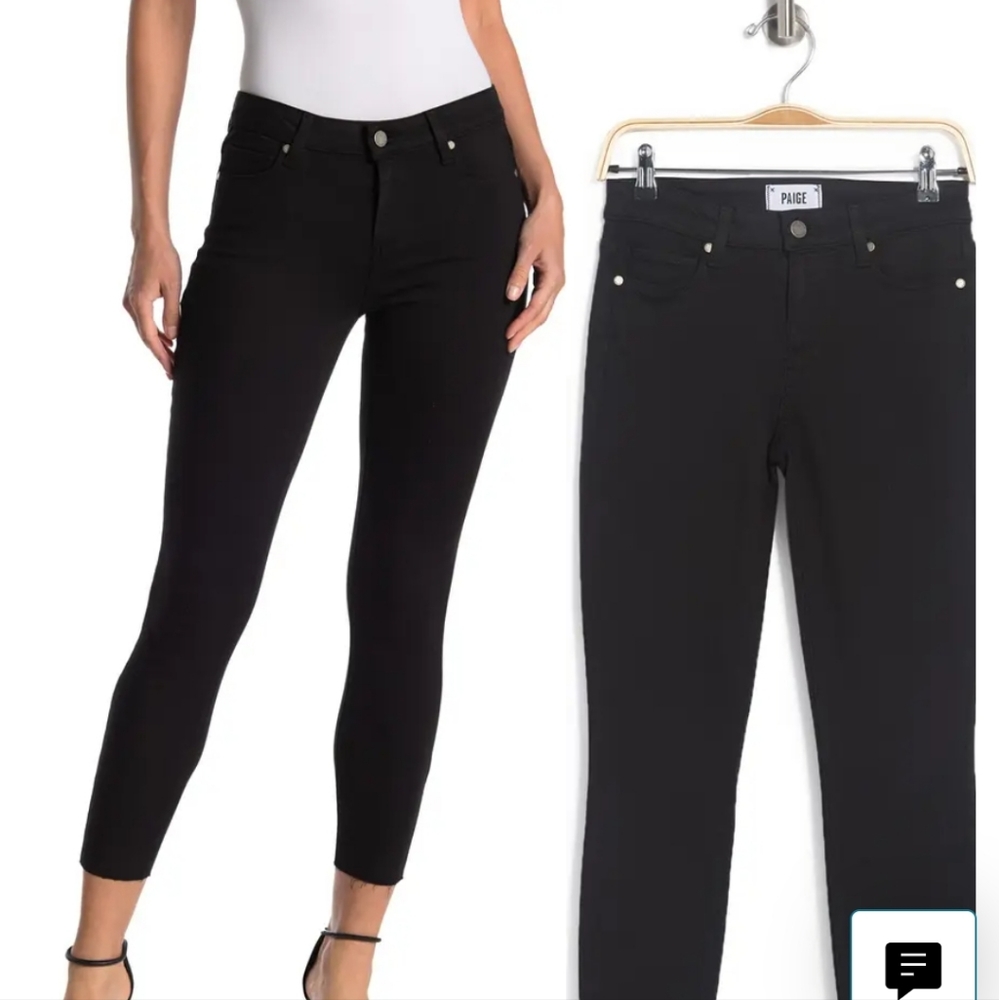 Black Paige Verdugo Crop Jeans Raw Hem Size 27